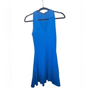 ZARA NWOT ROYAL BLUE RIBBED V NECK COLLARED TENNIS DRESS SIZE SMALL